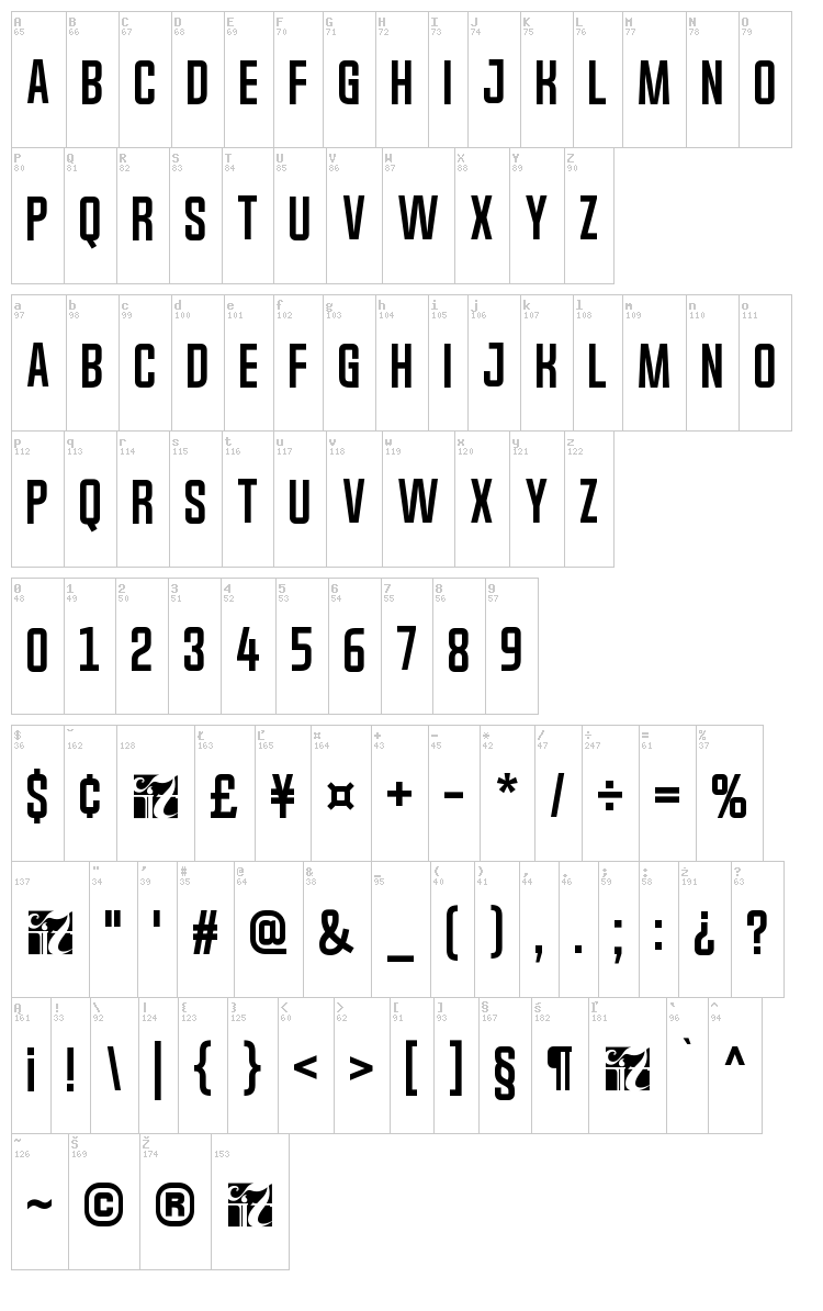 Chosence font map